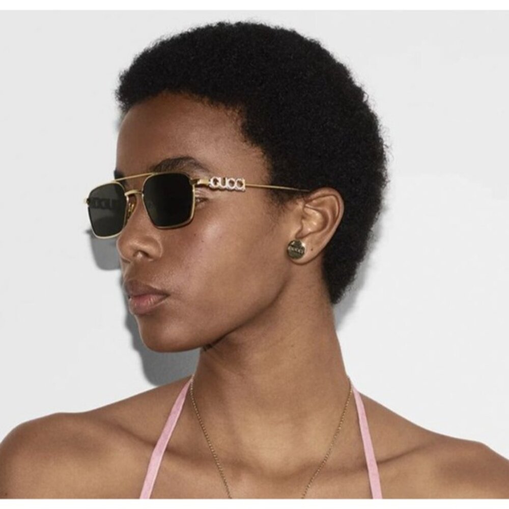 NEW GUCCI SUNGLASSES GOLD UNISEX EYEWEAR GUCCI GG1804S 001 - Picture 3 of 13